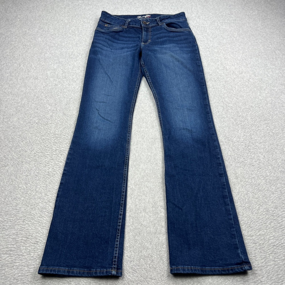 Wrangler Bootcut Jeans Womens 29x34 Blue Dark Mae Anna Mid Rise Stretch Denim